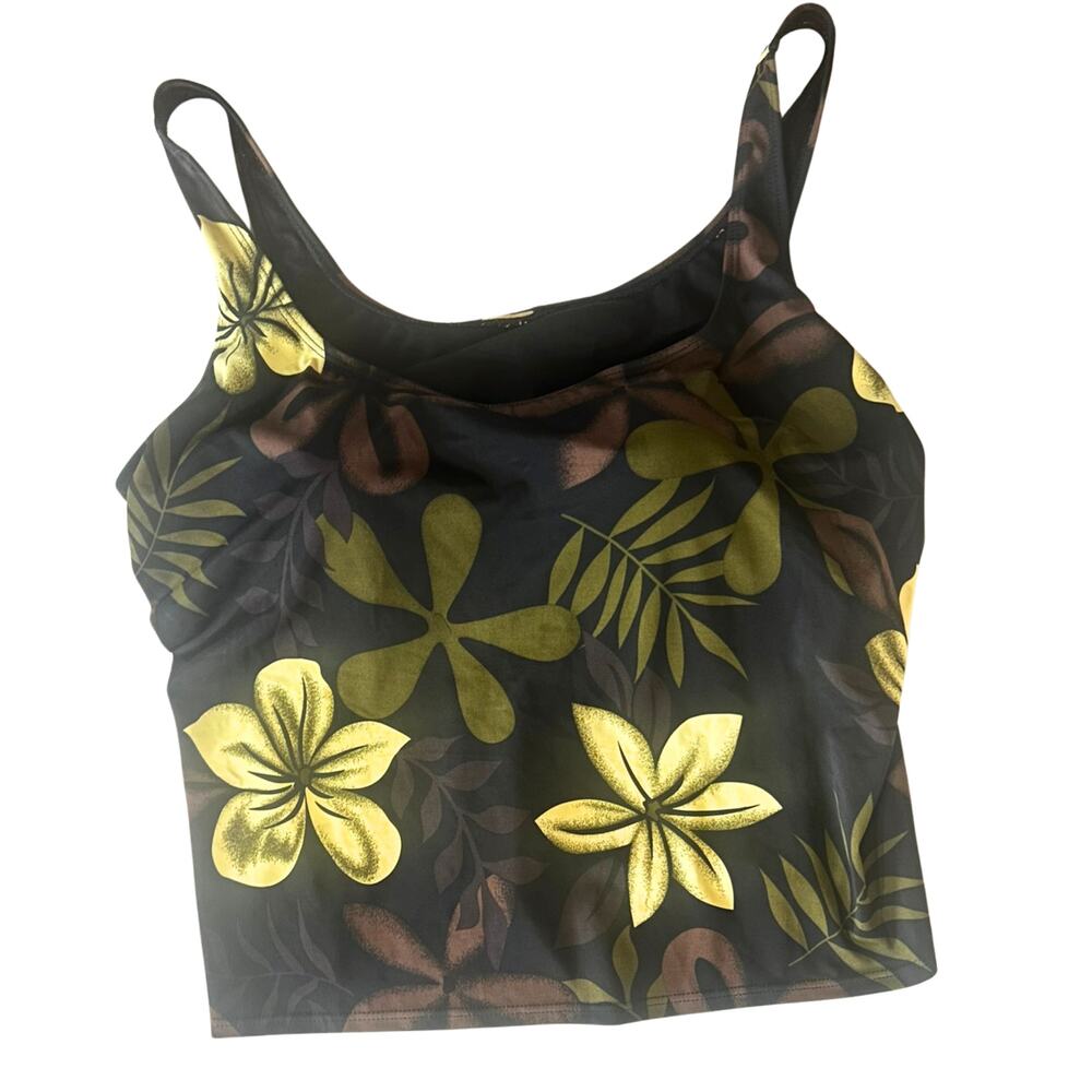 Blair Tropical Palm & Plumeria Tankini Top 18 | Plus Size Resort Beach Swim